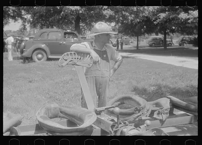 Farmer at public auction, central Ohio, 1938