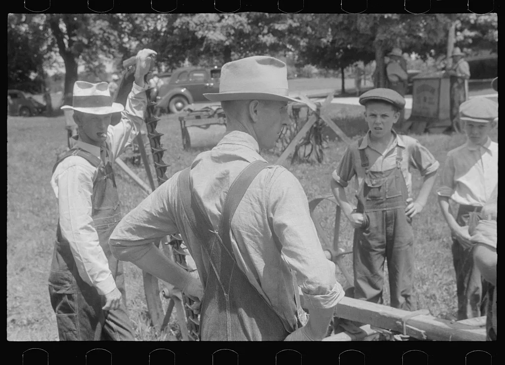 [Untitled photo, possibly related to: Farmers at public auction,…, Ohio, 1938