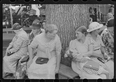[Untitled photo, possibly related to: Farmpeople at county fair in…, Ohio, 1938