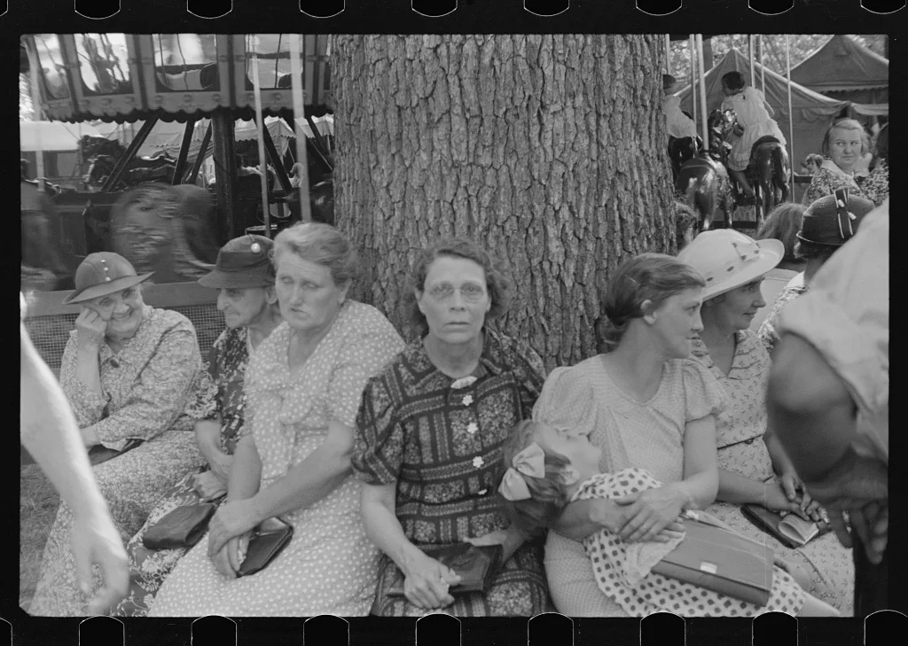 Farmpeople at county fair in central Ohio, 1938
