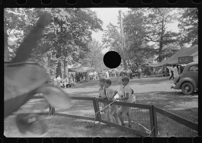 [Untitled photo, possibly related to: Farmpeople at county fair in…, Ohio, 1938
