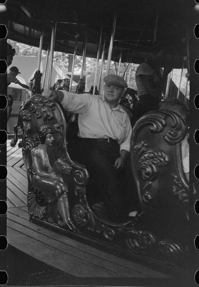 [Untitled photo, possibly related to: Spectators at county fair,…, Ohio, 1938