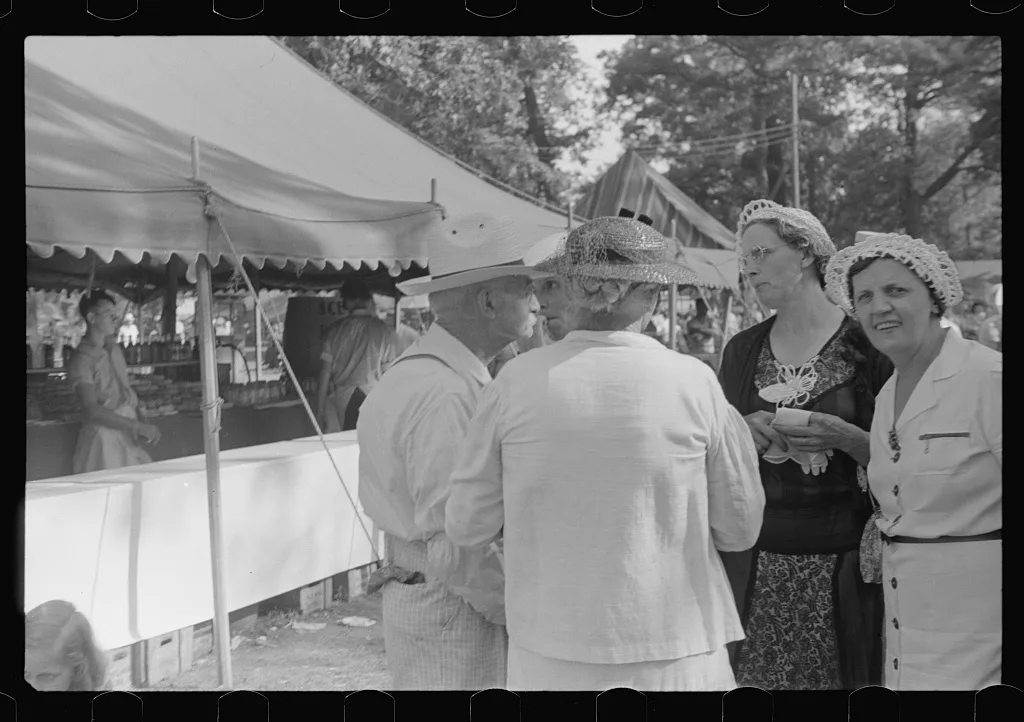[Untitled photo, possibly related to: Farmpeople at fair in central…, Ohio, 1938