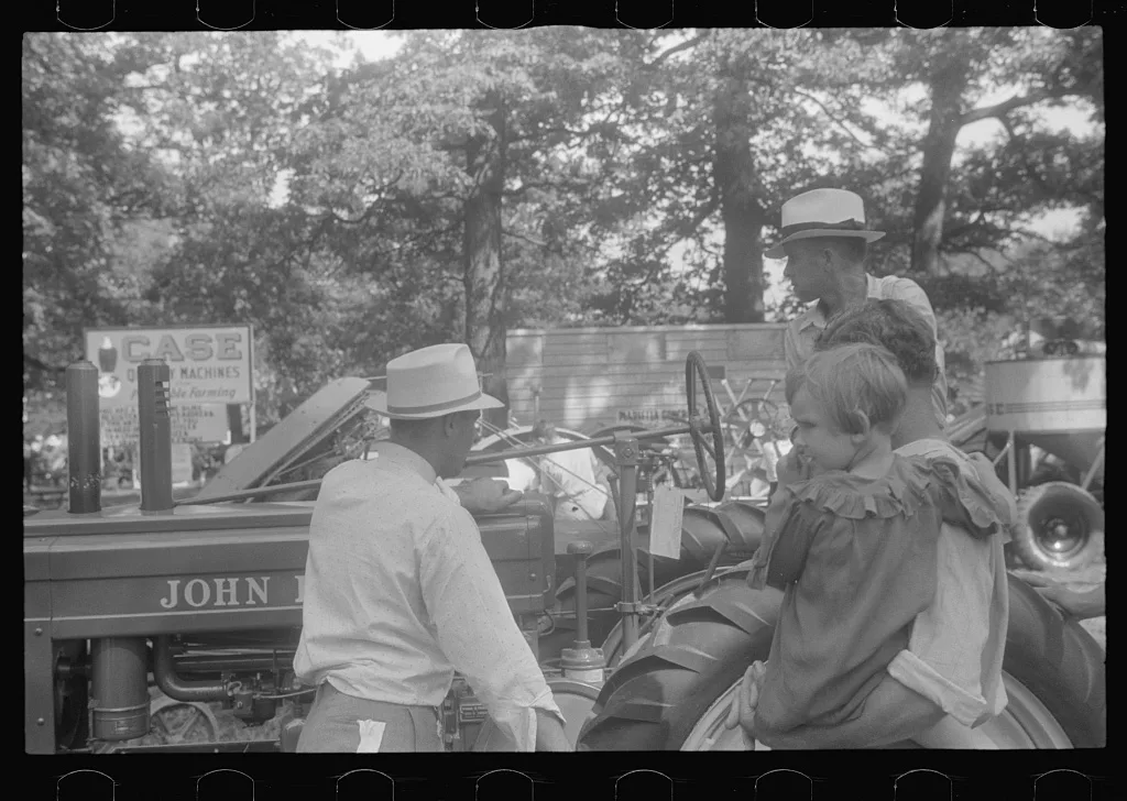 [Untitled photo, possibly related to: Spectator at county fair,…, Ohio, 1938