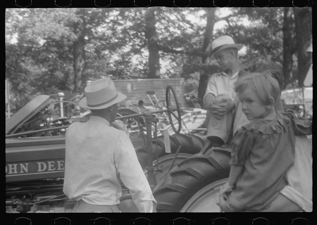[Untitled photo, possibly related to: Spectator at county fair,…, Ohio, 1938