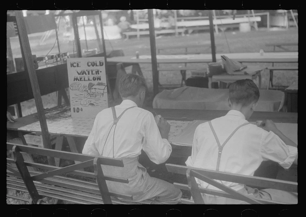 Refreshments at county fair, central Ohio, 1938